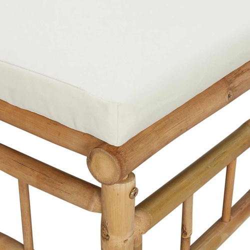 vidaXL Garden Corner Sofa with Cream White Cushions Bamboo