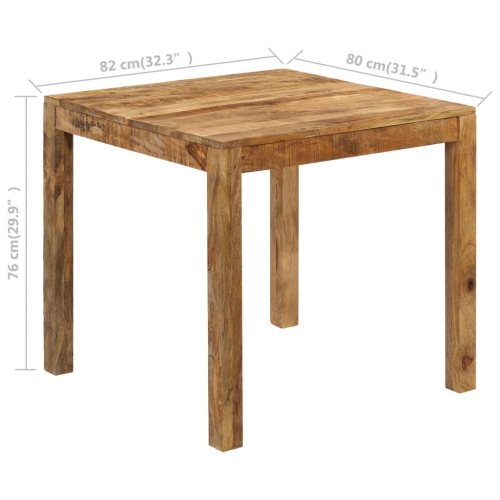 vidaXL Dining Table Solid Mango Wood 32.3"x31.5"x29.9"