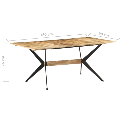 vidaXL Dining Table 180x90x76 cm Solid Mango Wood