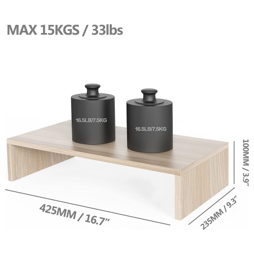 NIERBO Computer Monitor Riser 16.7 inch Laptop Stand Save Space Desk Organizer with Keyboard Organizer Space, Oak