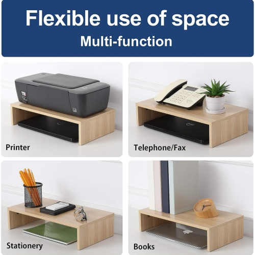NIERBO Computer Monitor Riser 16.7 inch Laptop Stand Save Space Desk Organizer with Keyboard Organizer Space, Oak