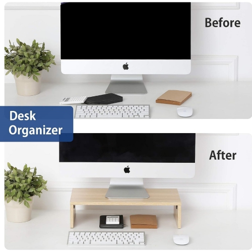 NIERBO Computer Monitor Riser 16.7 inch Laptop Stand Save Space Desk Organizer with Keyboard Organizer Space, Oak