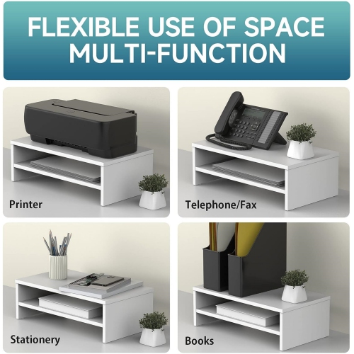 NIERBO Monitor Stand - 2 Tiers Computer Monitor Riser with 16.7 Inch Shelf, Wood Desktop Stand for Laptop Computer Screen, Home Office Supplies Desk
