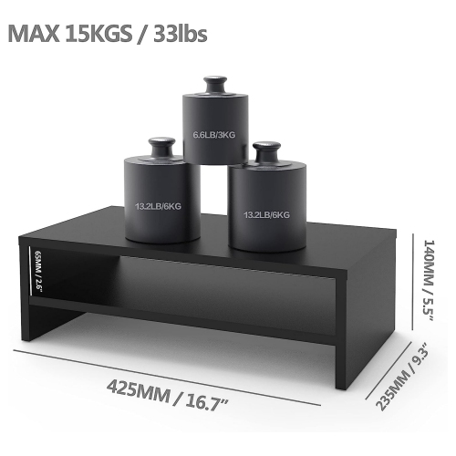 NIERBO Monitor Stand - 2 Tiers Computer Monitor Riser with 16.7 Inch Shelf, Wood Desktop Stand for Laptop Computer Screen, Home Office Supplies Desk