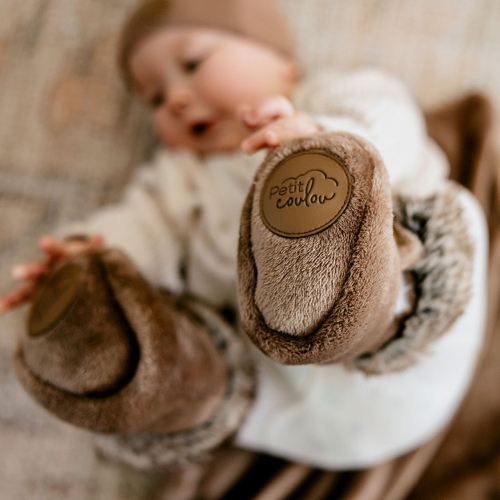 Petit Coulou Baby Winter Booties - Cream