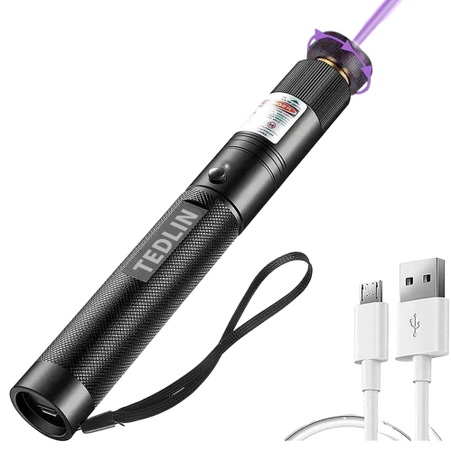 Pointeur laser USB rechargeable haute puissance longue portée  10.000 pi puissante Lampe de poche tactique avec pointeur laser de  mise au point réglable et ENVOI sans jeu