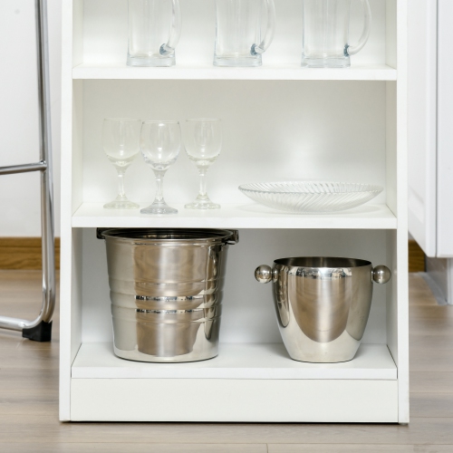 Table de bar HOMCOM, table de pub à dessus haut avec 4 tablettes de rangement, table moderne à hauteur de bar pour le bar à domicile, cuisine, gris