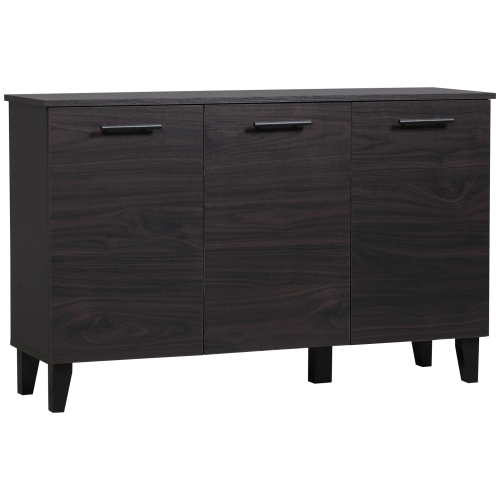 Image 1 of 9.. HOMCOM Sideboard Buffet Cabinet, Kitchen Cabinet with Adjustable Shelf and Wooden Legs, Coffee Bar Cabinet, Dark Walnut