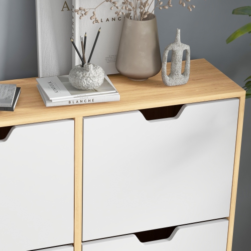 HOMCOM – Armoire à chaussures avec 4 tiroirs rabattables et tablette réglable, armoire de rangement pour chaussures pour entrée, couloir, peut