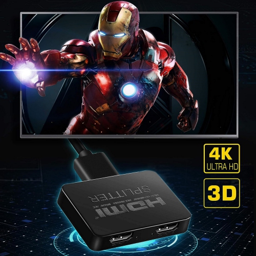 NIERBO HDMI Splitter 1 in 2 Out, 4K HDMI Splitter with 4FT HDMI Cable for Dual Monitors Duplicate/Mirror Only, 1x2 HDMI Splitter 1 to 2 Amplifier for