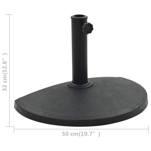 vidaXL Parasol Base Half Round Polyresin 9 kg Black