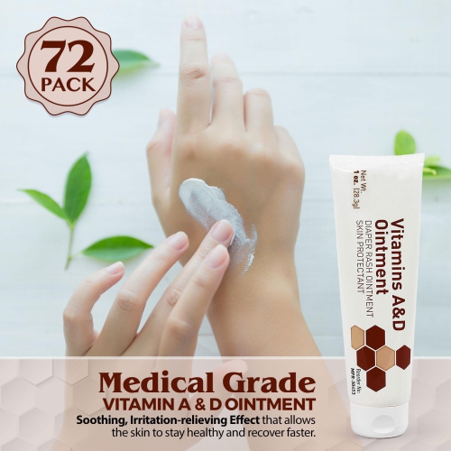 MEDca Vitamin A & D Diaper Rash Ointment- Protectant Cream For Sensitive Baby Skin - Lanolin & Petrolatum Formula, Dry-Cracked Hands/Feet/Face Skin,