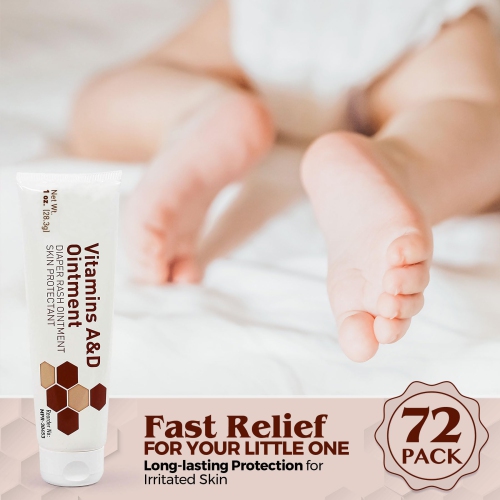 MEDca Vitamin A & D Diaper Rash Ointment- Protectant Cream For Sensitive Baby Skin - Lanolin & Petrolatum Formula, Dry-Cracked Hands/Feet/Face Skin,