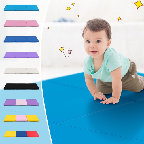 Gymax Tri-Fold Folding Exercise Mat 6 ft x 2 ft Portable Gymnastics Tumbling Mat Yoga
