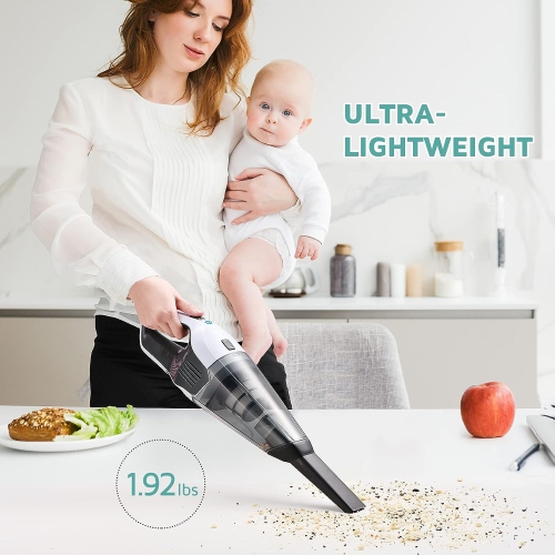 NIERBO Handheld Vacuum Cleaner, 8000Pa Strong Suction Portable Hand Vacum Cordless with 25-30Mins Long Runtime Rechargeable Battery Lightweight for