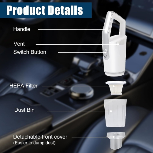 NIERBO Handheld Vacuum Cleaner Cordless, 9000Pa Powerful Suction Wireless Mini Car Vacuum Cleaner, Portable and Rechargeable Wet & Dry Hand Held