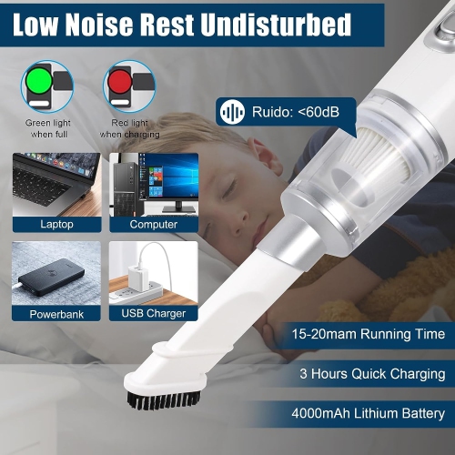 NIERBO Handheld Vacuum Cleaner Cordless, 9000Pa Powerful Suction Wireless Mini Car Vacuum Cleaner, Portable and Rechargeable Wet & Dry Hand Held