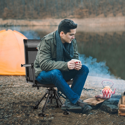 Fauteuil de chasse pivotant Goplus à pattes ajustables et pivotant silencieux et pliable à 4 360°