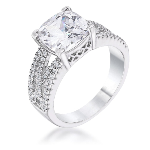 JGI  3Ct Elegant Rhodium Plated Criss-Cross Clear Cz Engagement Ring In Multicolor