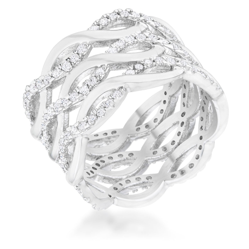 JGI  Contemporary 0.88Ct Cz Rhodium Twist Wide Cocktail Ring In Multicolor
