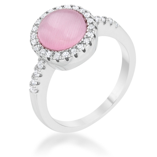 JGI  Patricia 0.3Ct Cz Cat's Eye Rhodium Classic Ring In Pink