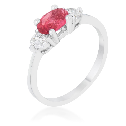 JGI  Miranna 1.2Ct Cz Rhodium Classic Oval Ring In Fuchsia