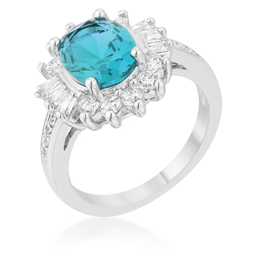 JGI  Chrisalee 3Ct Aqua Cz Rhodium Classic Ring In Multicolor