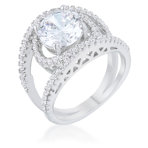 JGI  Marcie 3Ct Cz Rhodium Contemporary Ring In Multicolor