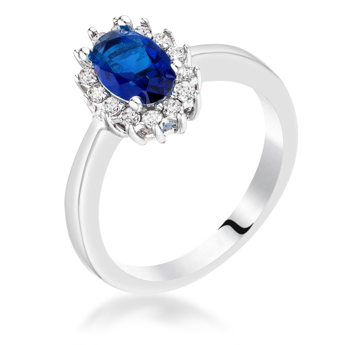 JGI  Sapphire Cz Petite Oval Ring In Blue