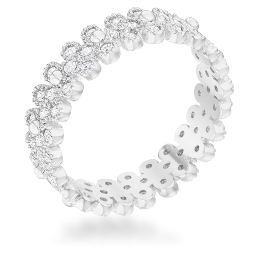 JGI  Clara 1Ct Cz Rhodium Textured Bezel Set Eternity Ring In Multicolor
