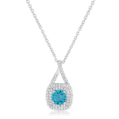 JGI  Christal 1.2Ct Aqua Cz Rhodium Classic Necklace In Multicolor