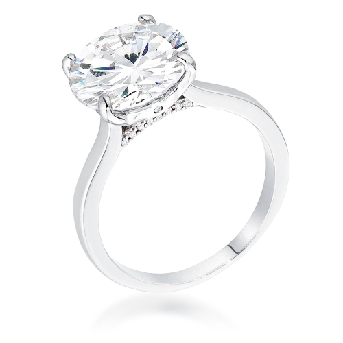 Bague de fiançailles à solitaire ronde Britney, rhodium, 5ct K