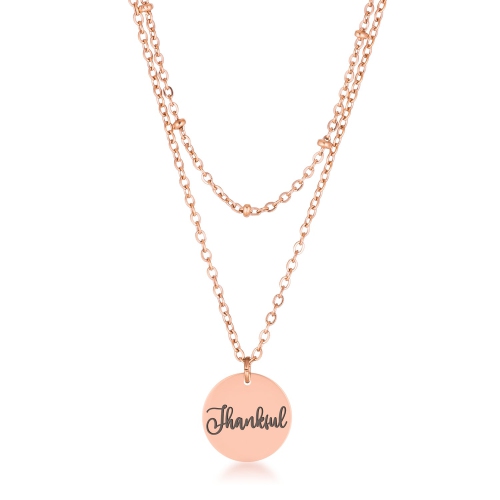 JGI  Delicate Rose Plated Thankful Necklace In Gold