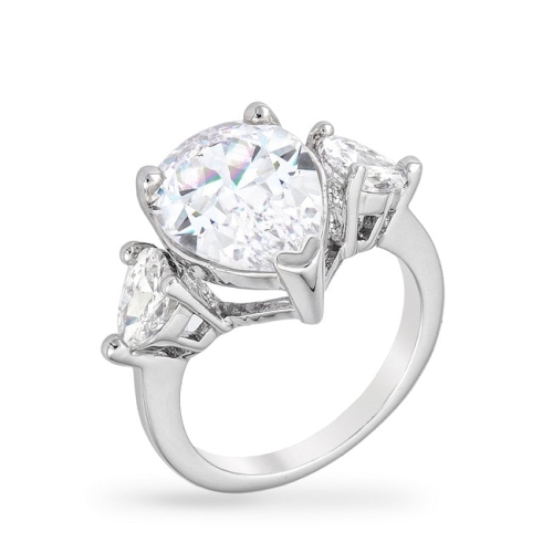 JGI  Cubic Zirconia Pear Triplet Ring In Multicolor