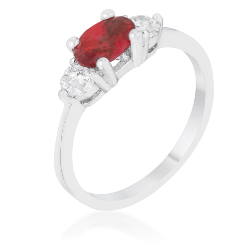 JGI  Miranna 1.2Ct Garnet Cz Rhodium Classic Oval Ring In Multicolor