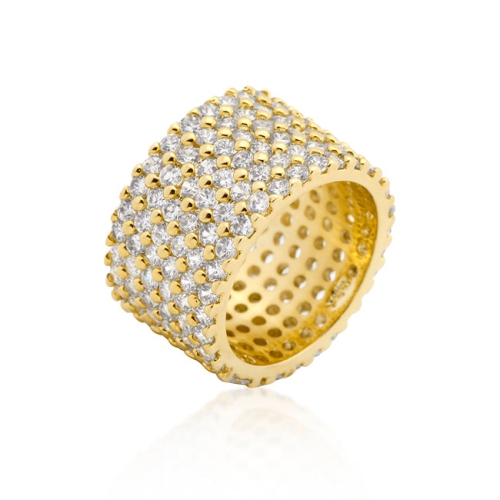 JGI  Goldtone Finishd Wide Pave Cubic Zirconia Ring In Multicolor