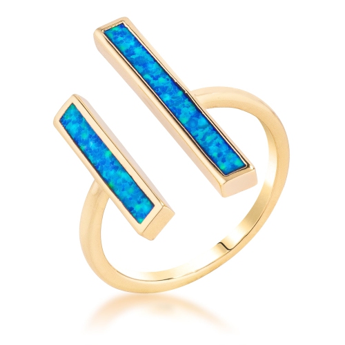 JGI  18K Gold Plated Opal Ring In Blue