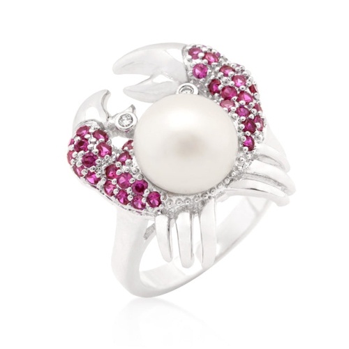 JGI  Pearl Crab Cubic Zirconia Ring In Multicolor
