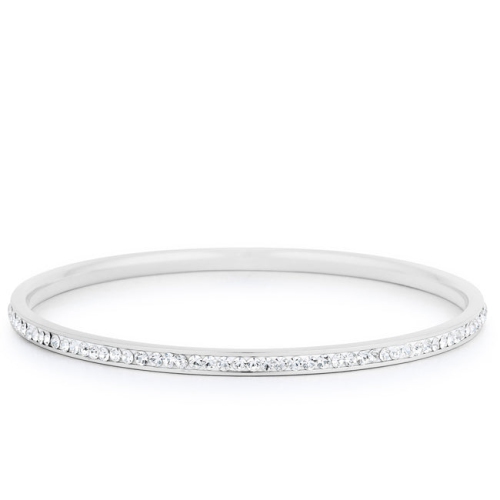 JGI  Simple Rhodium Plated Finish Crystal Bangle In Multicolor