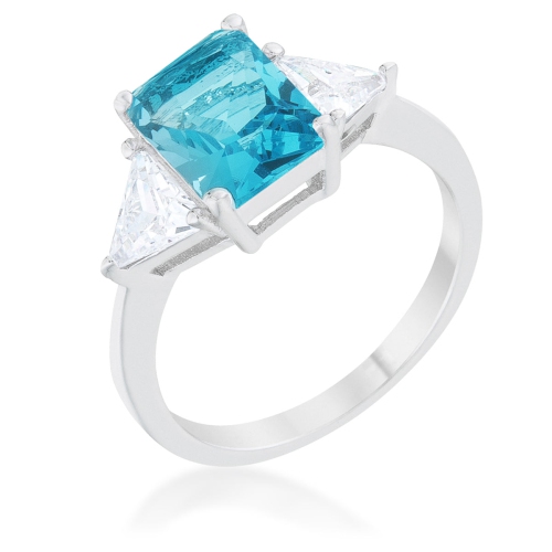 JGI  Classic Topaz Rhodium Engagement Ring In Blue