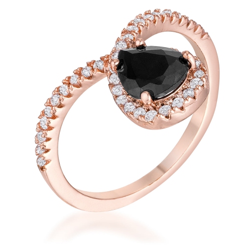 JGI  1.5Ct Rose Goldtone Chevron Ring With Onyx Cz In Multicolor