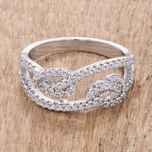 1.15Ct Plated CZ Pave Double Knot Ring