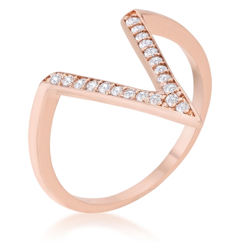 JGI  Michelle 0.2Ct Cz Rose Delicate V-Shape Ring In Gold