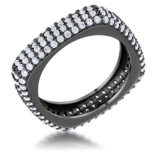 JGI  Jana 1.29Ct Cz Hematite Contemporary Square Band Ring In Multicolor