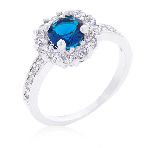 JGI  Sapphire Halo Engagement Ring In Blue