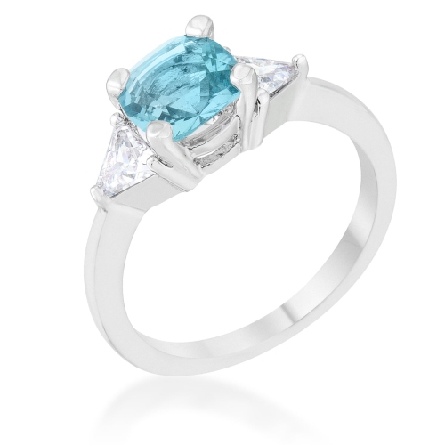 JGI  Shonda 1.8Ct Topaz Cz Rhodium Cushion Classic Statement Ring In Blue