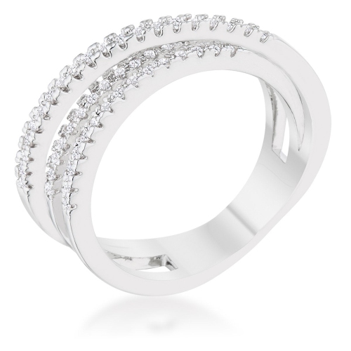 JGI  Laurie 0.2Ct Cz Rhodium Contemporary Trio Band Ring In Multicolor