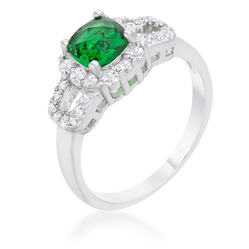 JGI  Liz 1.1Ct Emerald Cz Rhodium Classic Ring In Multicolor