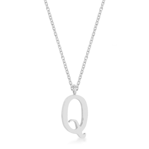 JGI  Elaina Rhodium Stainless Steel Q Initial Necklace In Multicolor