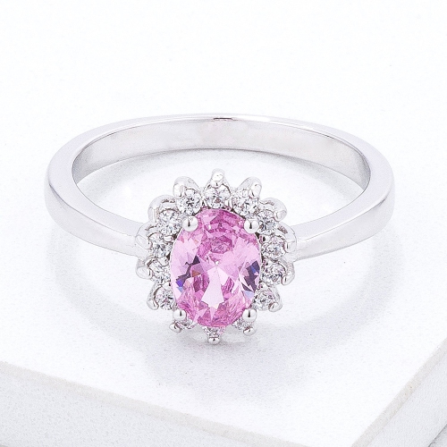 JGI  Ice Cz Petite Oval Ring In Pink